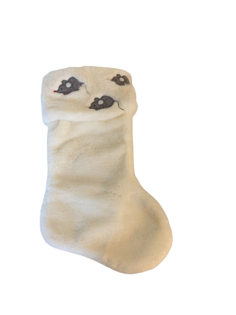 DAN DEE COLLECTORS CHOICE 3 MICE SPARKLE WHITE Holiday Stocking